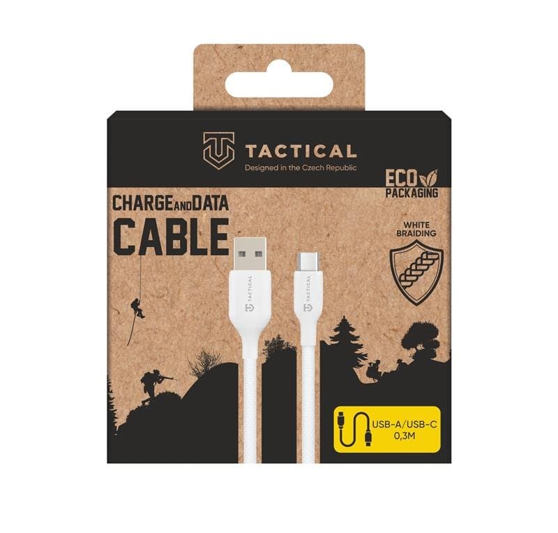 Datový kabel Tactical Stitch Thread USB-A - USB-C 0.3m White - náhled 2