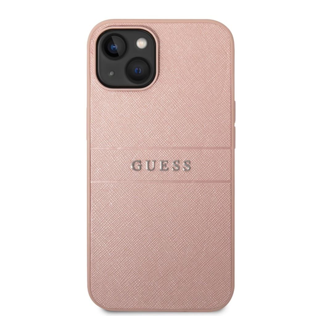 Guess PU Leather Saffiano Zadní Kryt pro iPhone 14 Plus Pink - náhled 2