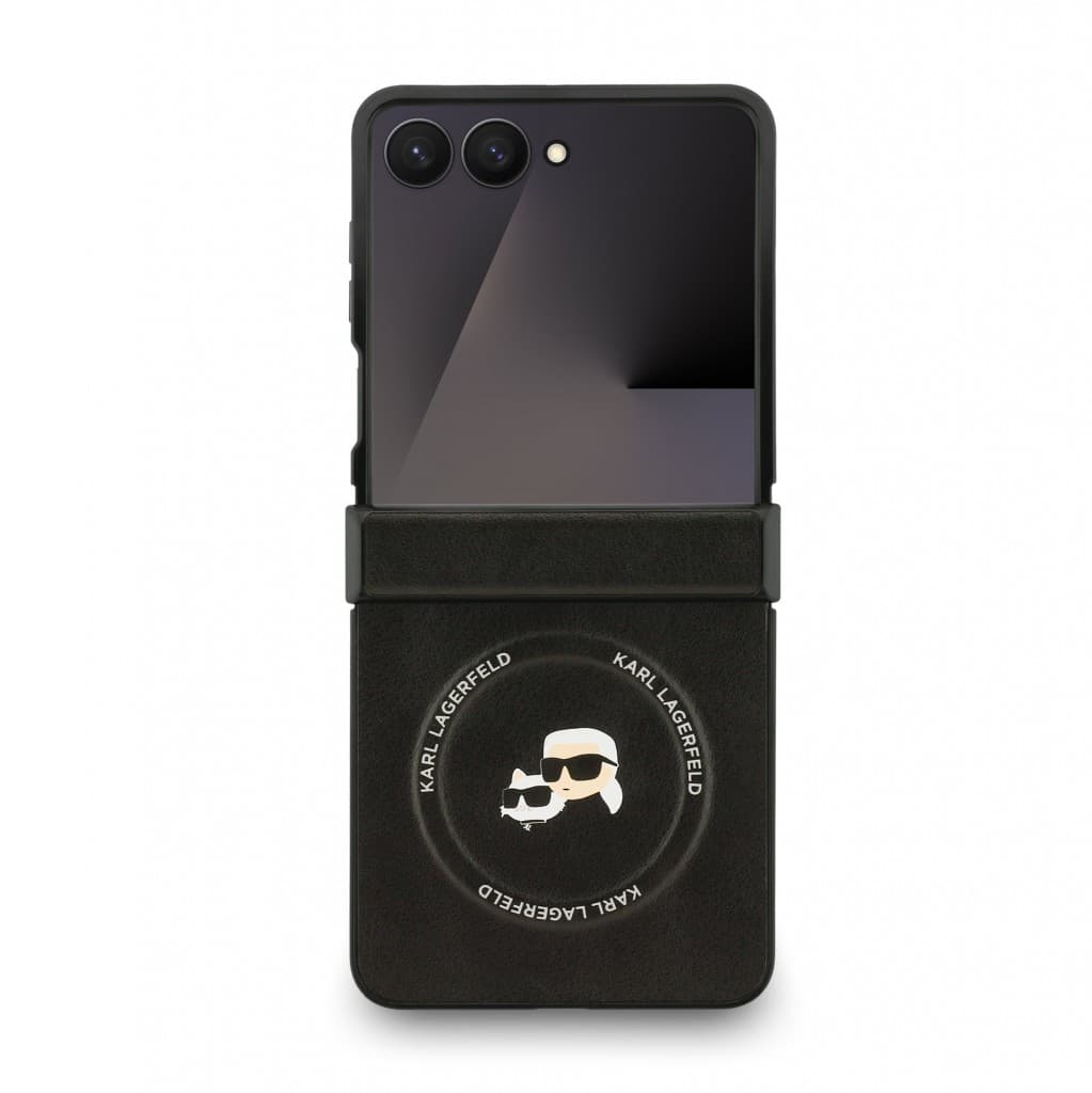 Zadní kryt PU Karl a Choupette Heads Magnetic pro Samsung Galaxy Z Flip 7 černý - náhled 2