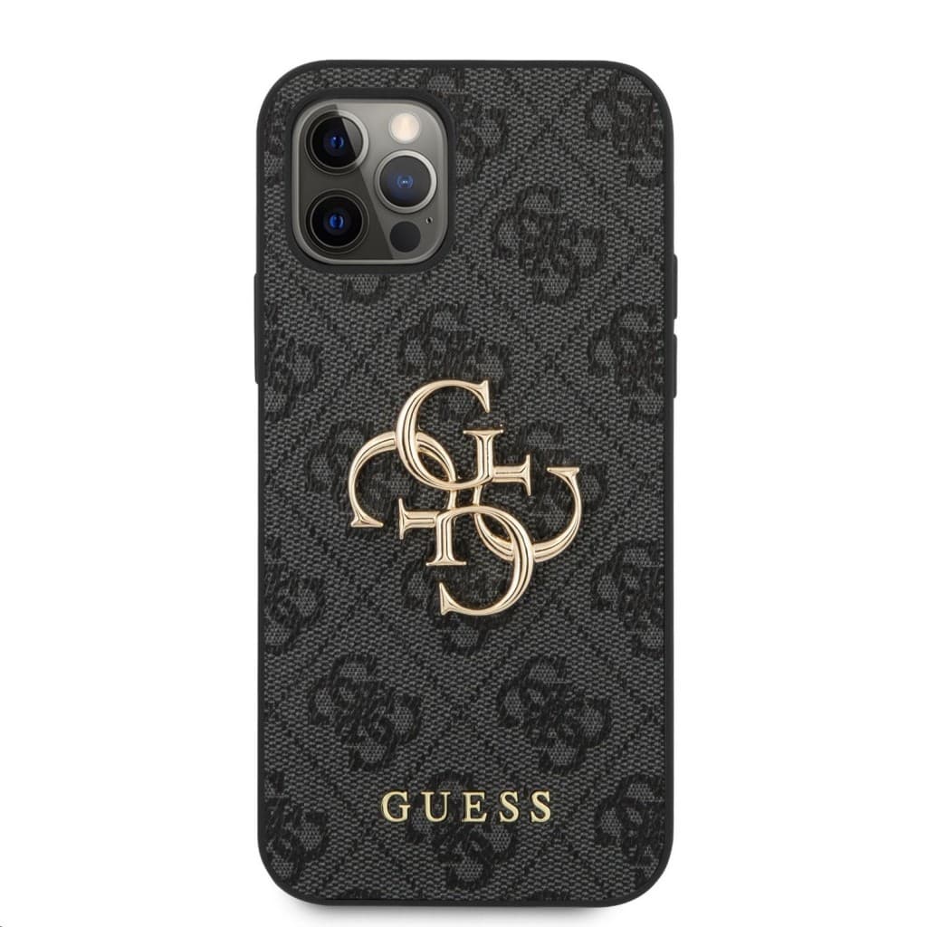 Guess PU 4G Metal Logo Zadní Kryt pro iPhone 12 Pro Max Grey - náhled 2