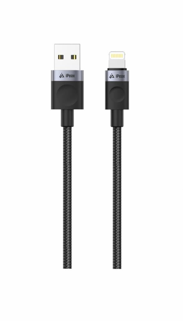 Textilní kabel iPeax USB-A - Lightning 1,5m, USB 2.0 černý - náhled 2