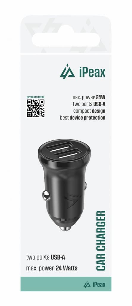 Adaptér do auta iPeax cl-02, 4,8A, 2x USB-A černý - náhled 2