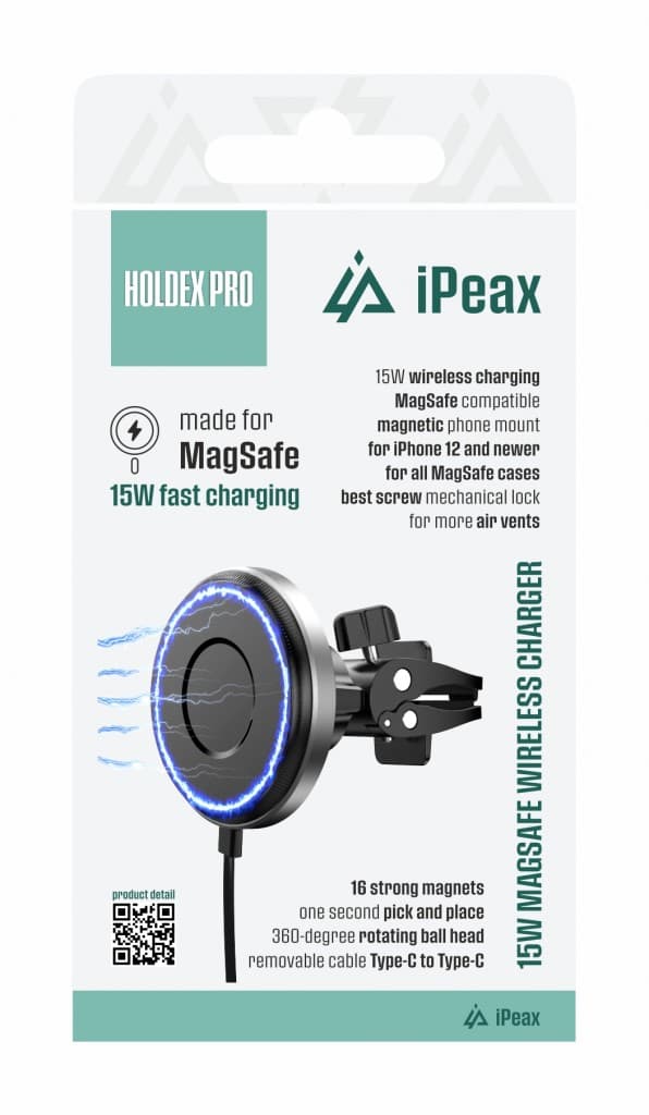 Držák do auta iPeax s bezdrátovým nabíjením Holdex pro černý - náhled 2