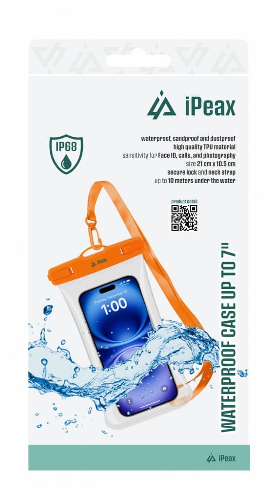 Vodotěsné pouzdro iPeax 7" oranžové - náhled 2