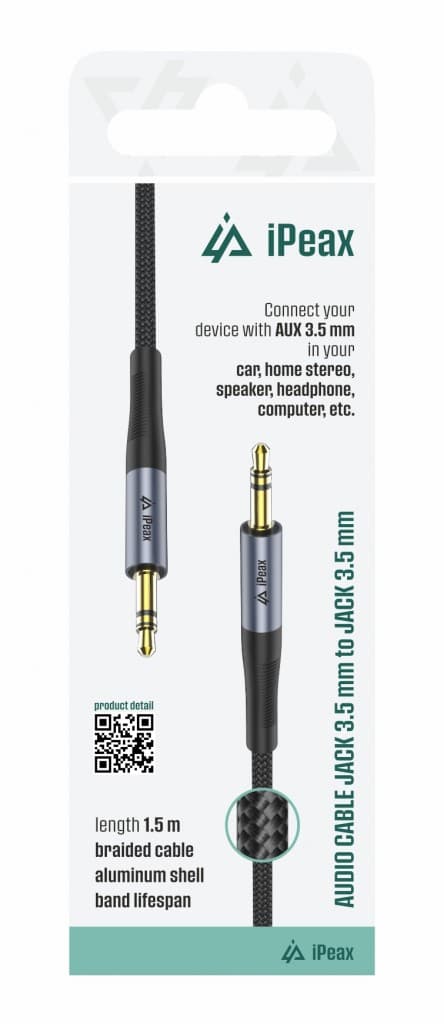 Adaptér iPeax 3,5 mm jack - 3,5 mm jack 1,5 m černý - náhled 2