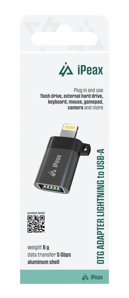 Adaptér iPeax OTG Lightning - USB-A (samice) černý - náhled 2