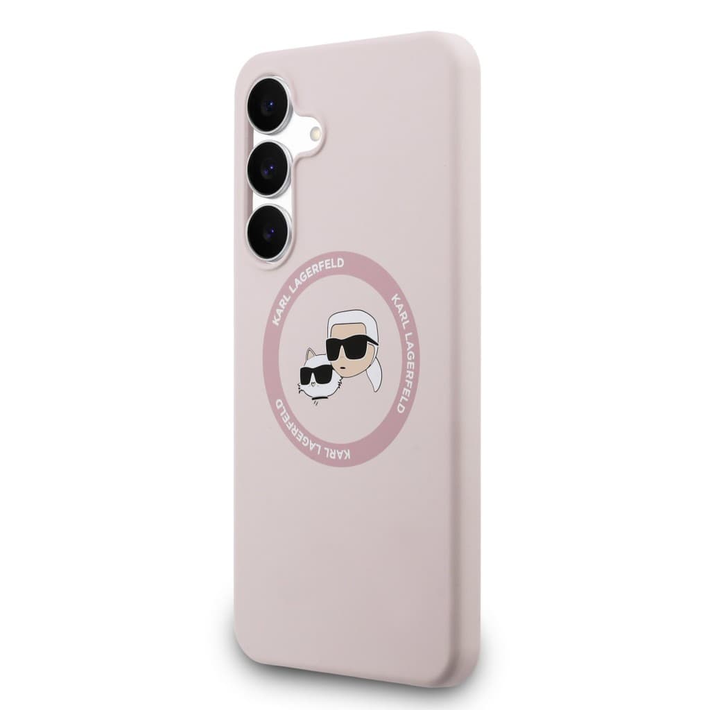 Zadní kryt Karl Lagerfeld Liquid Silicone K&amp;CH Heads MagSafe pro Samsung Galaxy S25 FE Pink - náhled 2