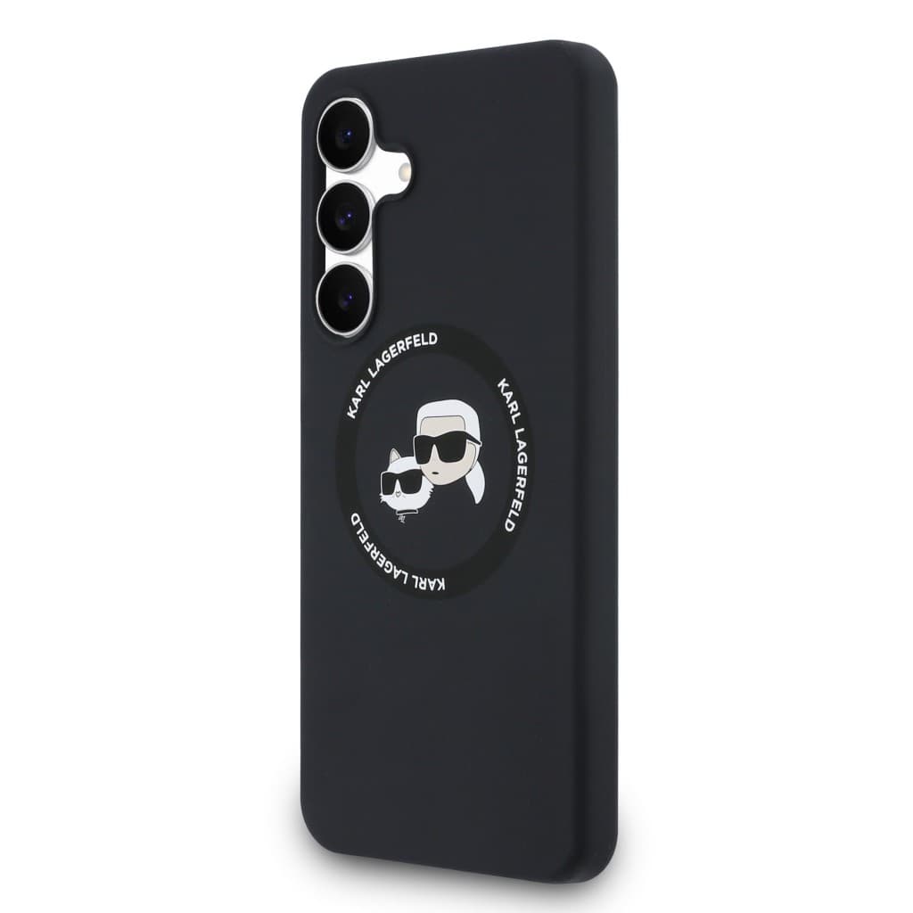 Zadní kryt Karl Lagerfeld Liquid Silicone K&amp;CH Heads MagSafe pro Samsung Galaxy S25 FE Black - náhled 2