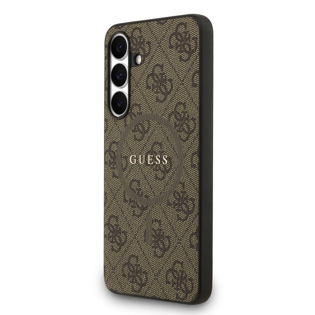 Zadní kryt Guess PU Leather 4G Colored Ring MagSafe pro Samsung Galaxy S25 FE Brown - náhled 2