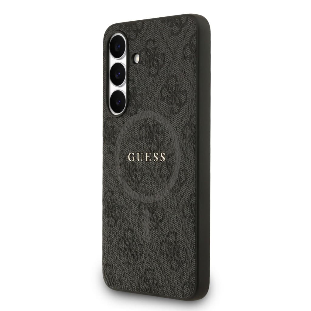 Zadní kryt Guess PU Leather 4G Colored Ring MagSafe pro Samsung Galaxy S25 FE Black - náhled 2