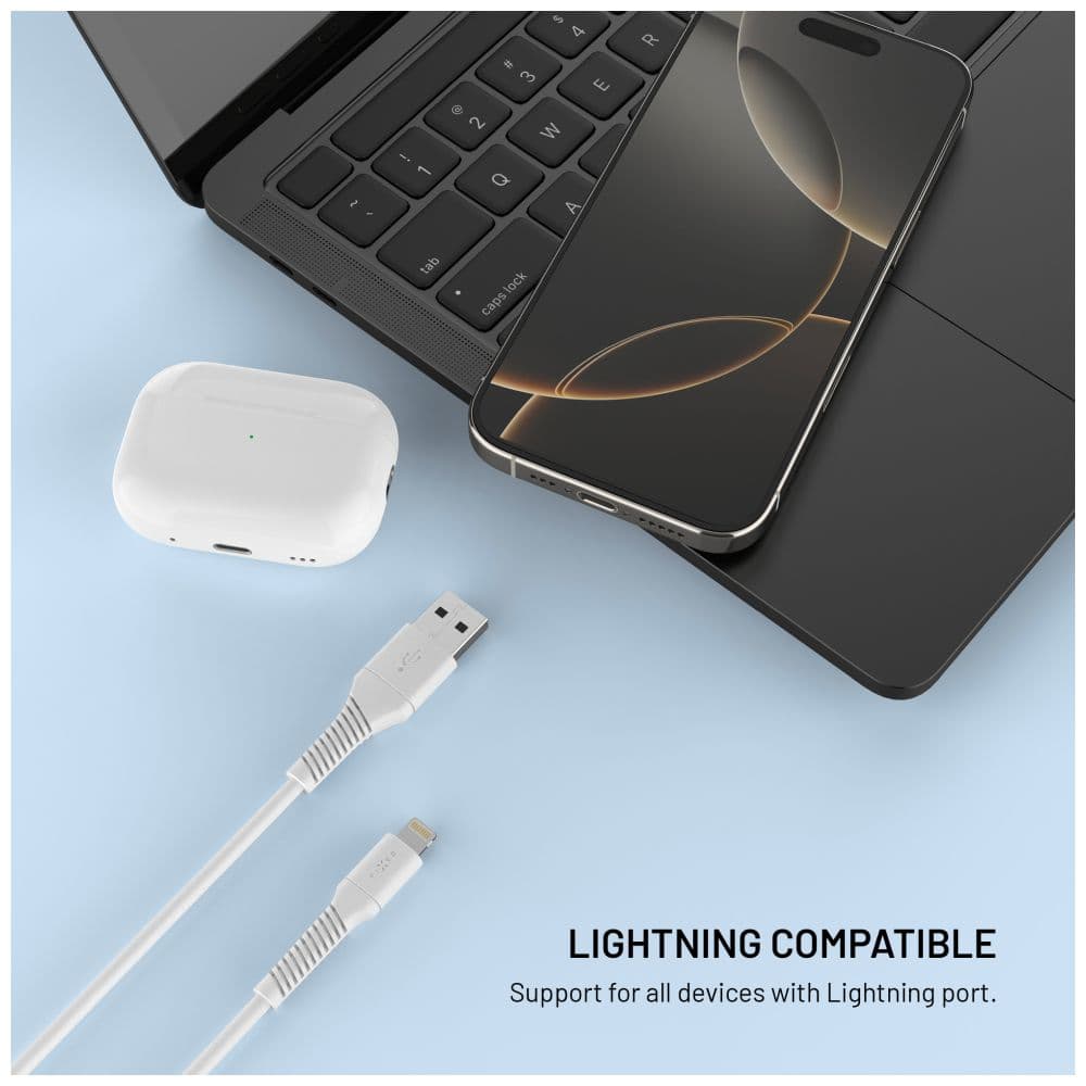 Datový a nabíjecí kabel FIXED s konektory USB/Lightning, 1.2m, USB 2.0, bílý - náhled 2