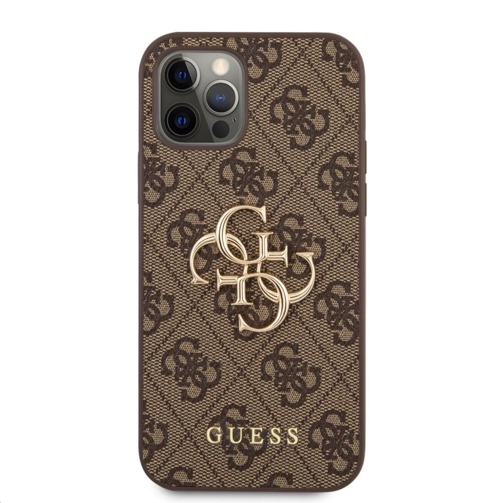 Zadní kryt Guess PU 4G Metal Logo pro iPhone 12-12 Pro Brown - náhled 2