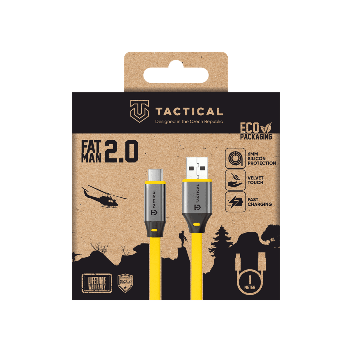 Datový kabel Tactical Fat Man 2.0 USB-A/USB-C 1m Yellow - náhled 2