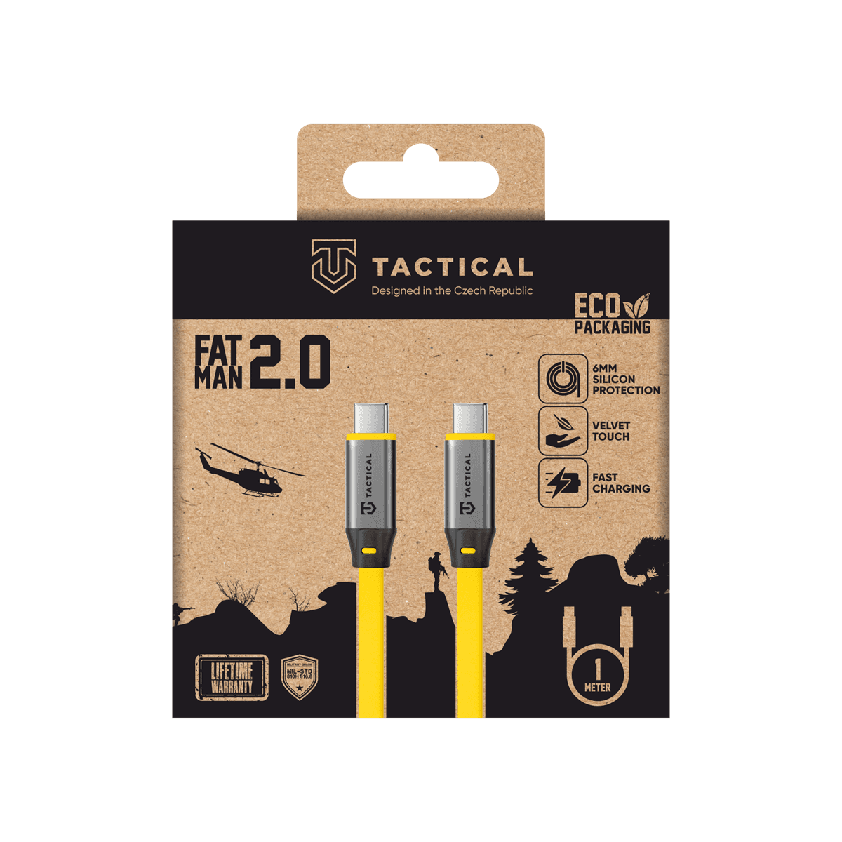 Datový kabel Tactical Fat Man 2.0 USB-C/USB-C 1m Yellow - náhled 2