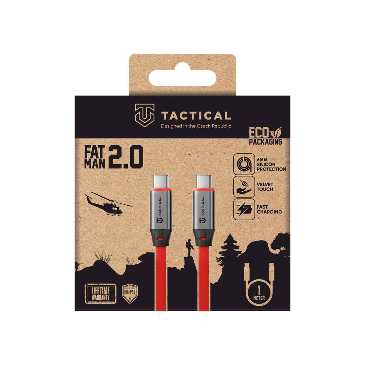 Datový kabel Tactical Fat Man 2.0 USB-C/USB-C 1m Red - náhled 2
