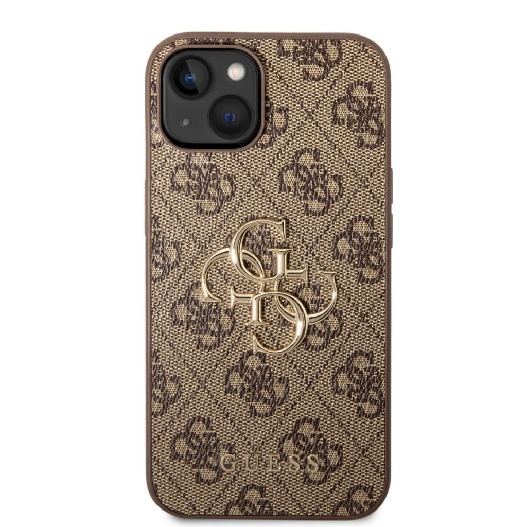 Guess PU 4G Metal Logo Zadní Kryt pro iPhone 14 Brown - náhled 2