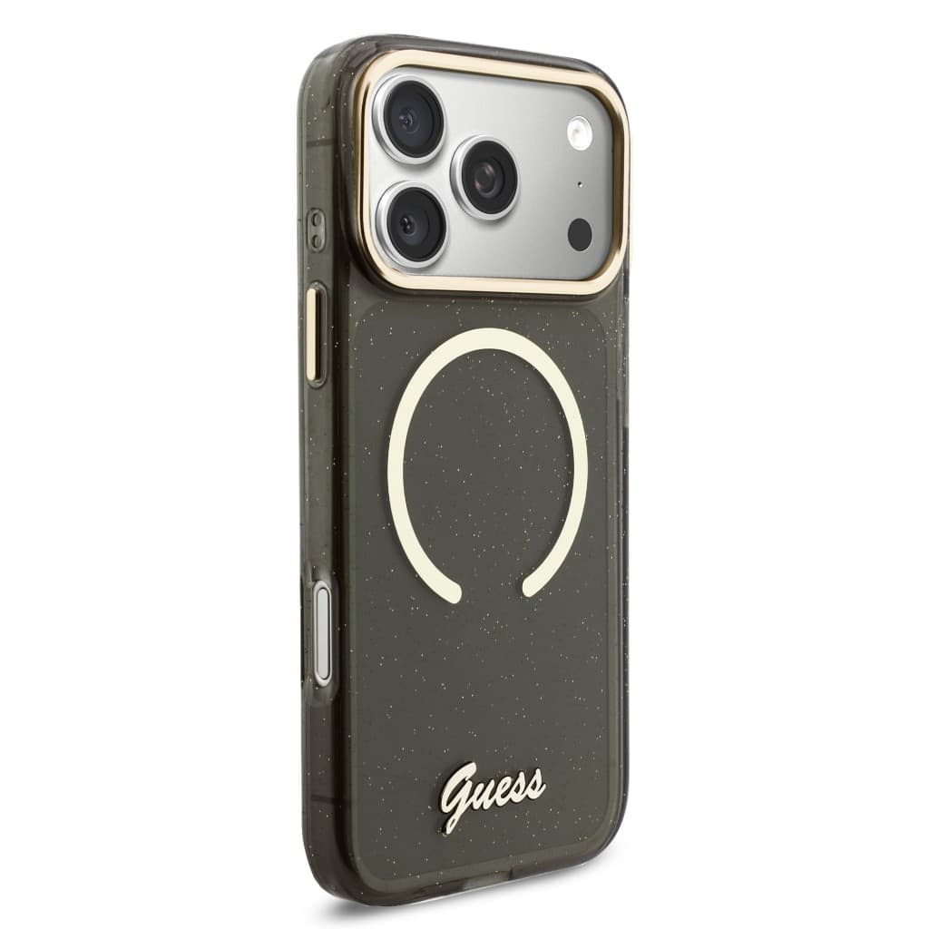 Zadní kryt Guess IML Glitter Script Strap MagSafe pro iPhone 17 Pro Max Black - náhled 2