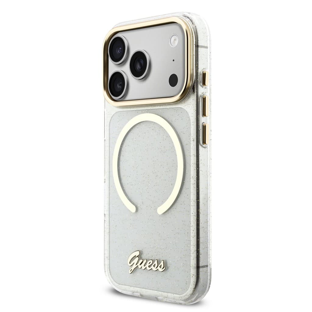 Zadní kryt Guess IML Glitter Script Strap MagSafe pro iPhone 17 Pro Transparent - náhled 2