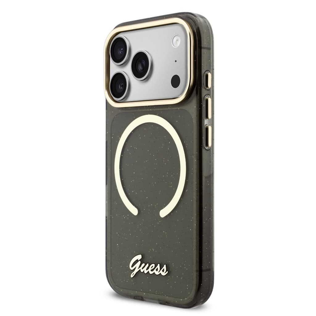 Zadní kryt Guess IML Glitter Script Strap MagSafe pro iPhone 17 Pro Black - náhled 2
