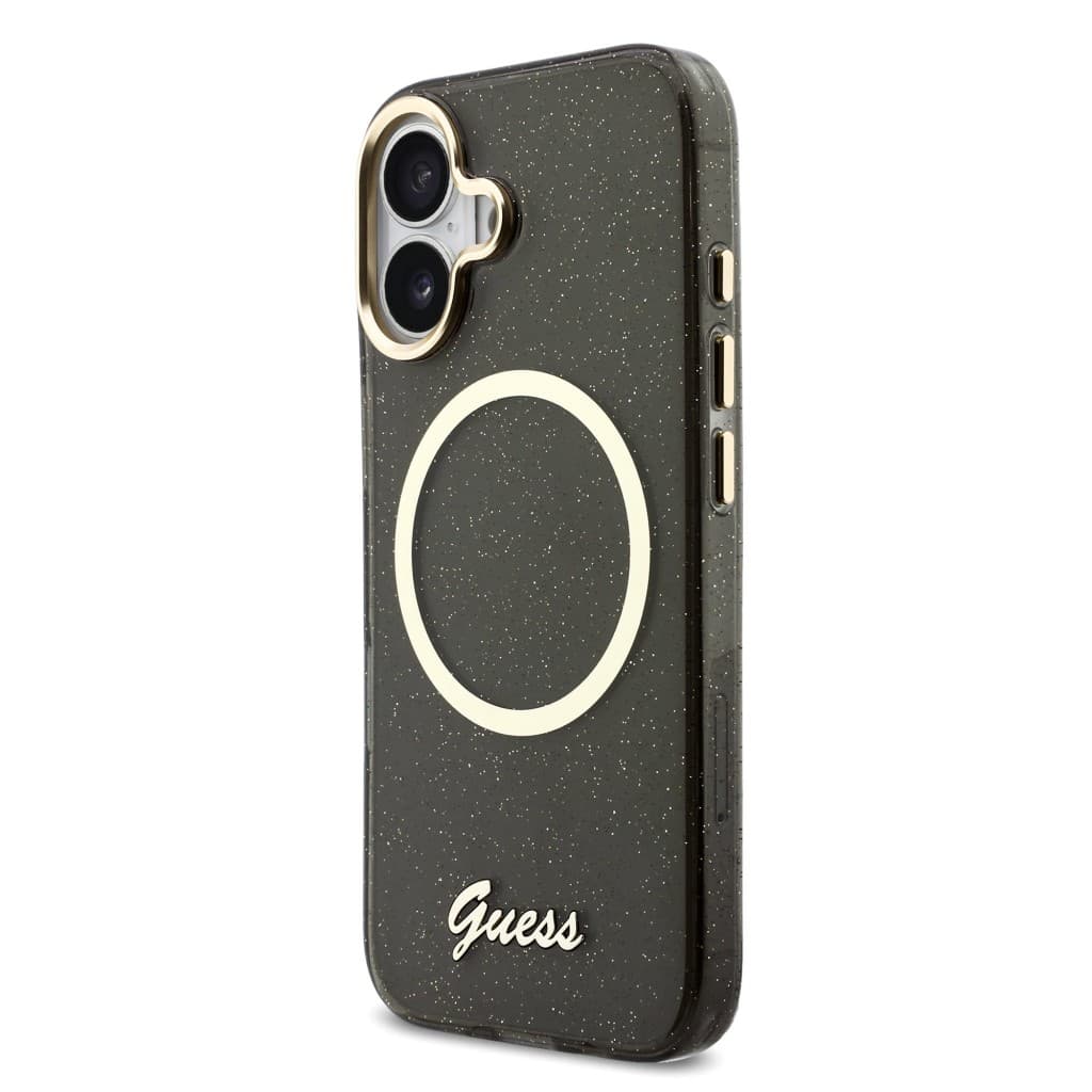 Zadní kryt Guess IML Glitter Script Strap MagSafe pro iPhone 17 Black - náhled 2