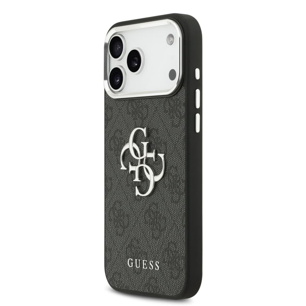 Zadní kryt Guess PU 4G Metal Logo pro iPhone 17 Pro Max Silver Black - náhled 2