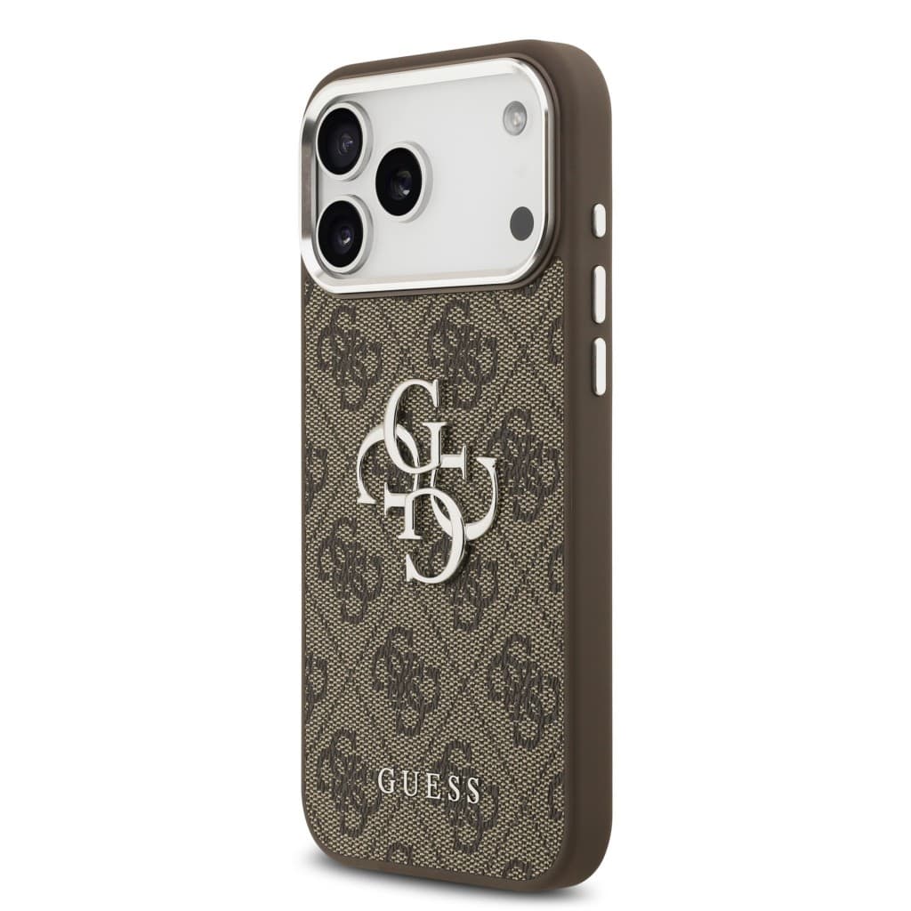 Zadní kryt Guess PU 4G Metal Logo pro iPhone 17 Pro Max Silver Brown - náhled 2