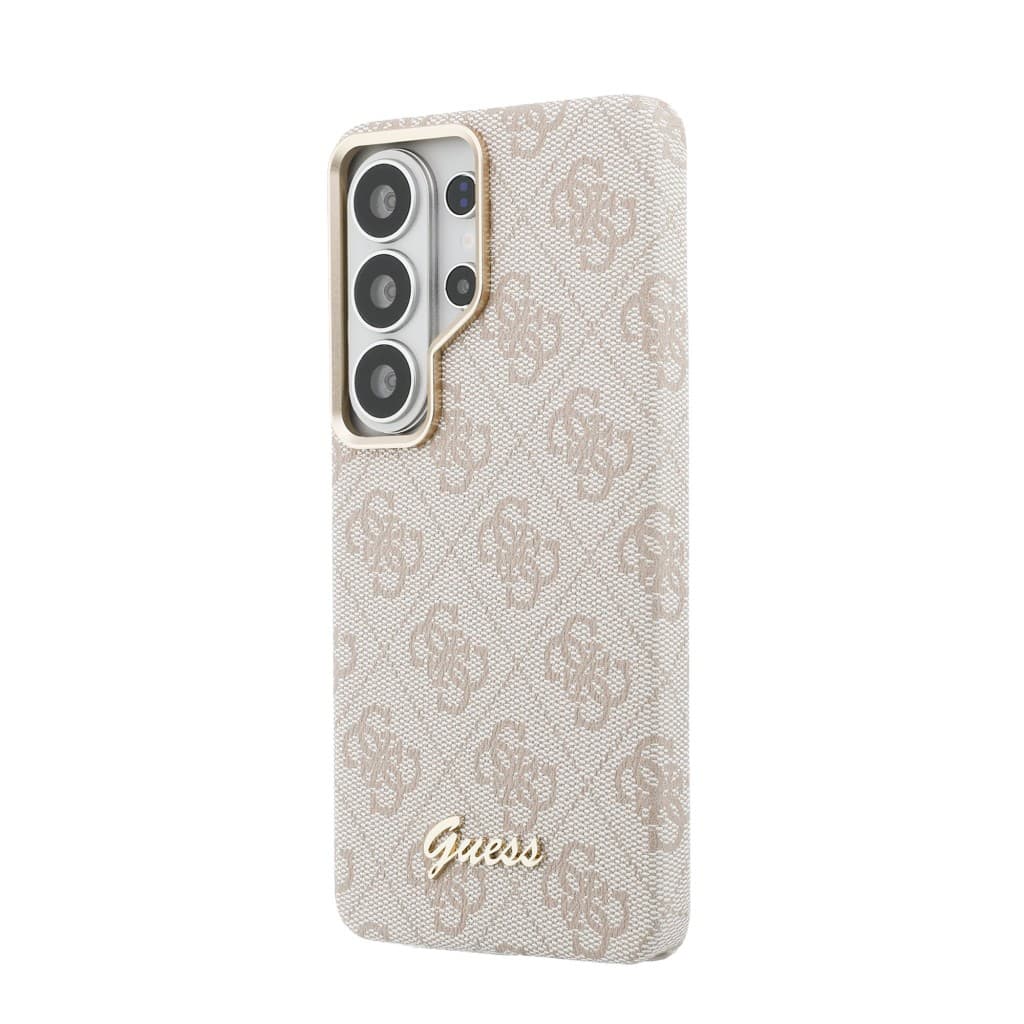 Zadní kryt Guess PU 4G Script Metal Logo Magnetic pro Samsung Galaxy S26 Ultra růžový - náhled 2