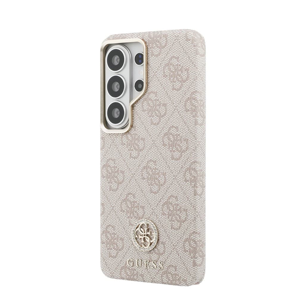 Zadní kryt Guess PU Leather 4G Strass Logo Gold Frame Magnetic pro Samsung Galaxy S26 Ultra růžový - náhled 2