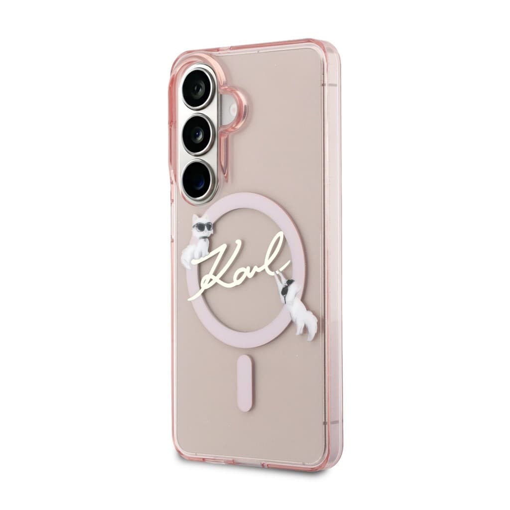 Zadní kryt Karl Lagerfeld IML Choupette Karl Script Logo Magnetic pro Samsung Galaxy S26 růžový - náhled 2