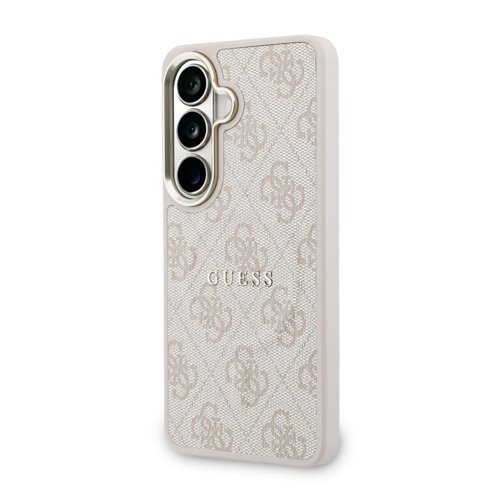 Zadní kryt Guess PU Leather 4G Gold Frame Magnetic pro Samsung Galaxy S26 růžový - náhled 2