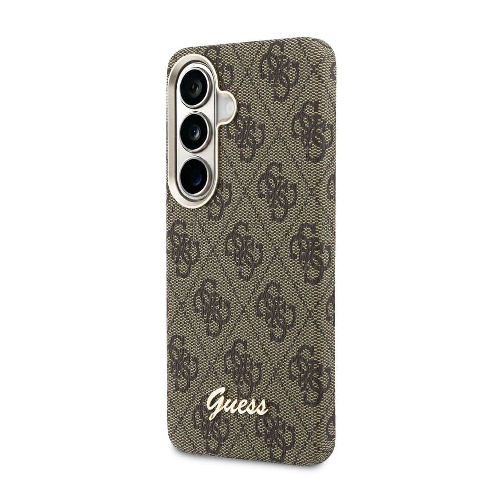 Zadní kryt Guess PU 4G Script Metal Logo Magnetic pro Samsung Galaxy S26 hnědý - náhled 2