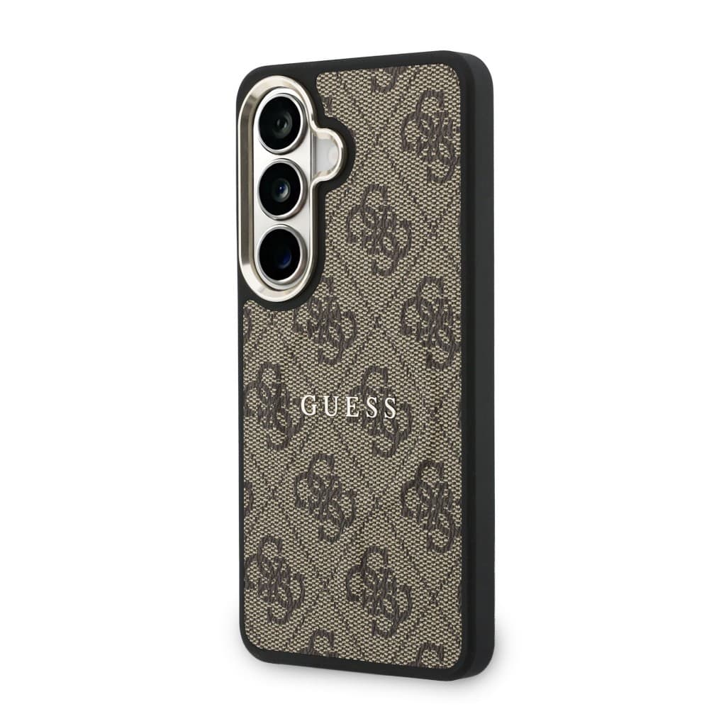 Zadní kryt Guess PU Leather 4G Gold Frame Magnetic pro Samsung Galaxy S26+ hnědý - náhled 2