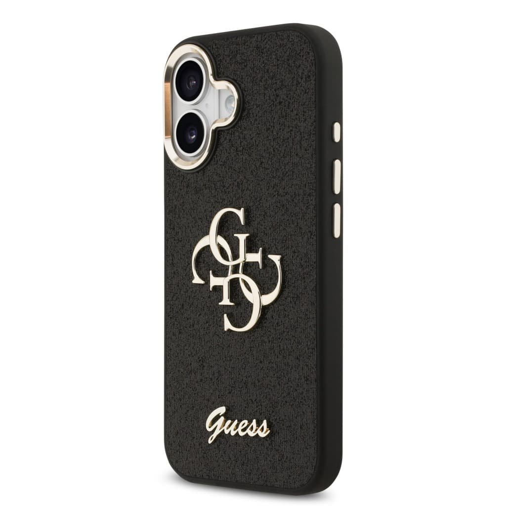 Kryt Guess PU Fixed Glitter 4G Metal Frame pro iPhone 17 černý - náhled 2