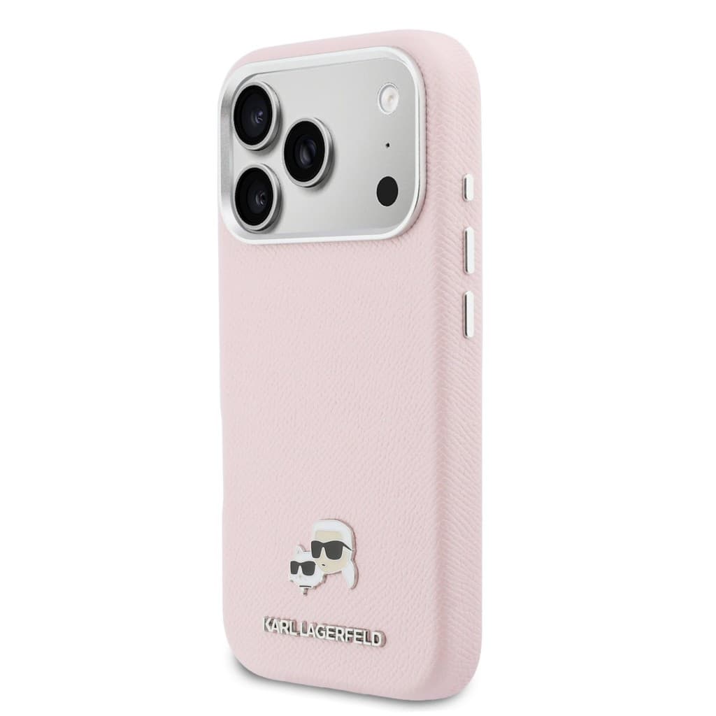 Zadní kryt Karl Lagerfeld PU Karl and Choupette Heads Pins MagSafe pro iPhone 17 Pro Max růžový - náhled 2