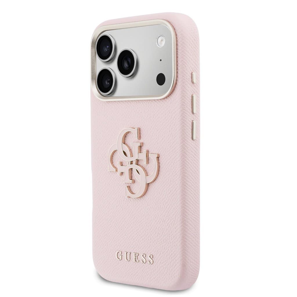 Zadní kryt Guess PU Resin Logo pro iPhone 17 Pro Max růžový - náhled 2