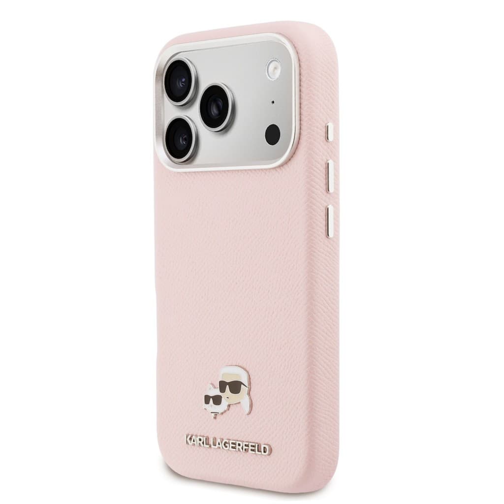 Zadní kryt Karl Lagerfeld PU Karl and Choupette Heads Pins MagSafe pro iPhone 17 Pro růžový - náhled 2
