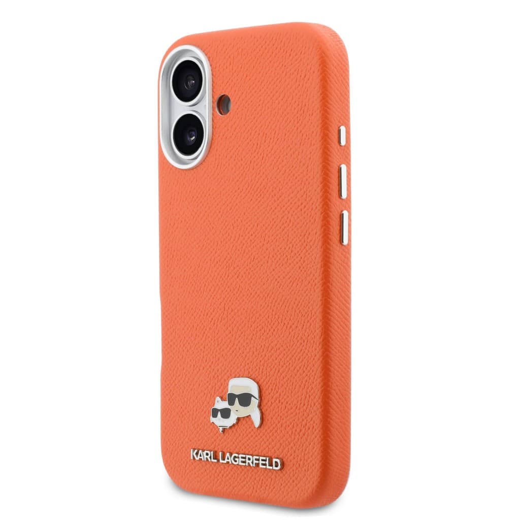Zadní kryt Karl Lagerfeld PU Karl and Choupette Heads Pins MagSafe pro iPhone 17 oranžový - náhled 2