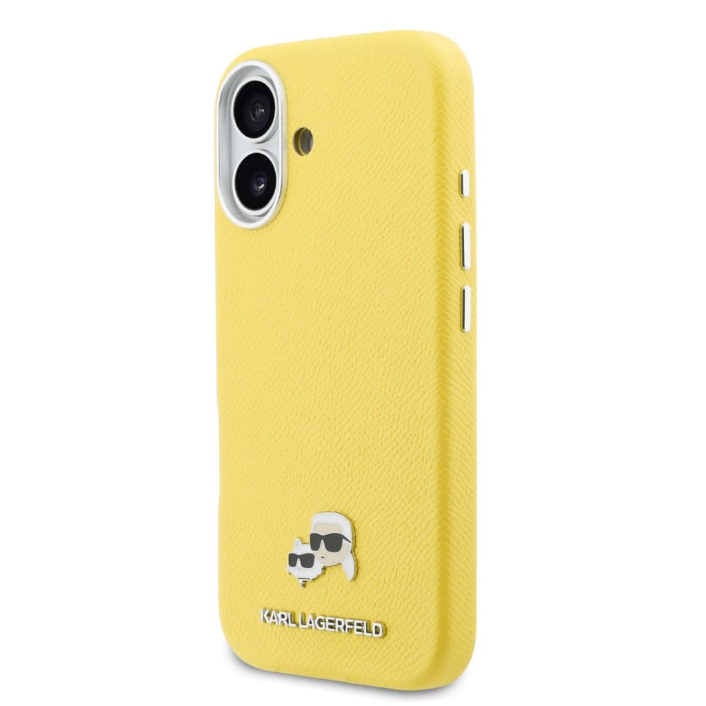 Zadní kryt Karl Lagerfeld PU Karl and Choupette Heads Pins MagSafe pro iPhone 17 žlutý - náhled 2