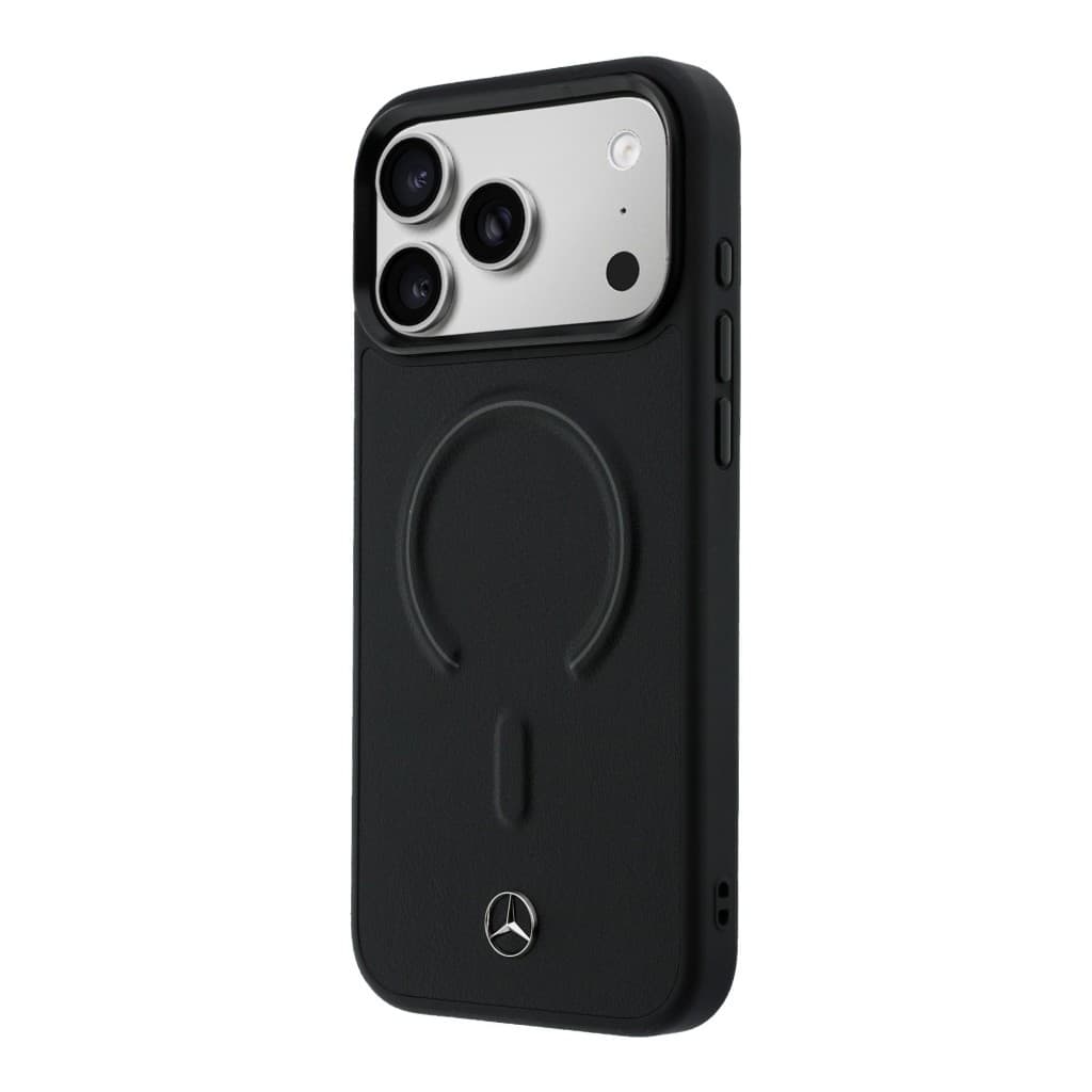 Zadní kryt Mercedes PU Leather 3D MagSafe pro iPhone 17 Pro Max černý - náhled 2