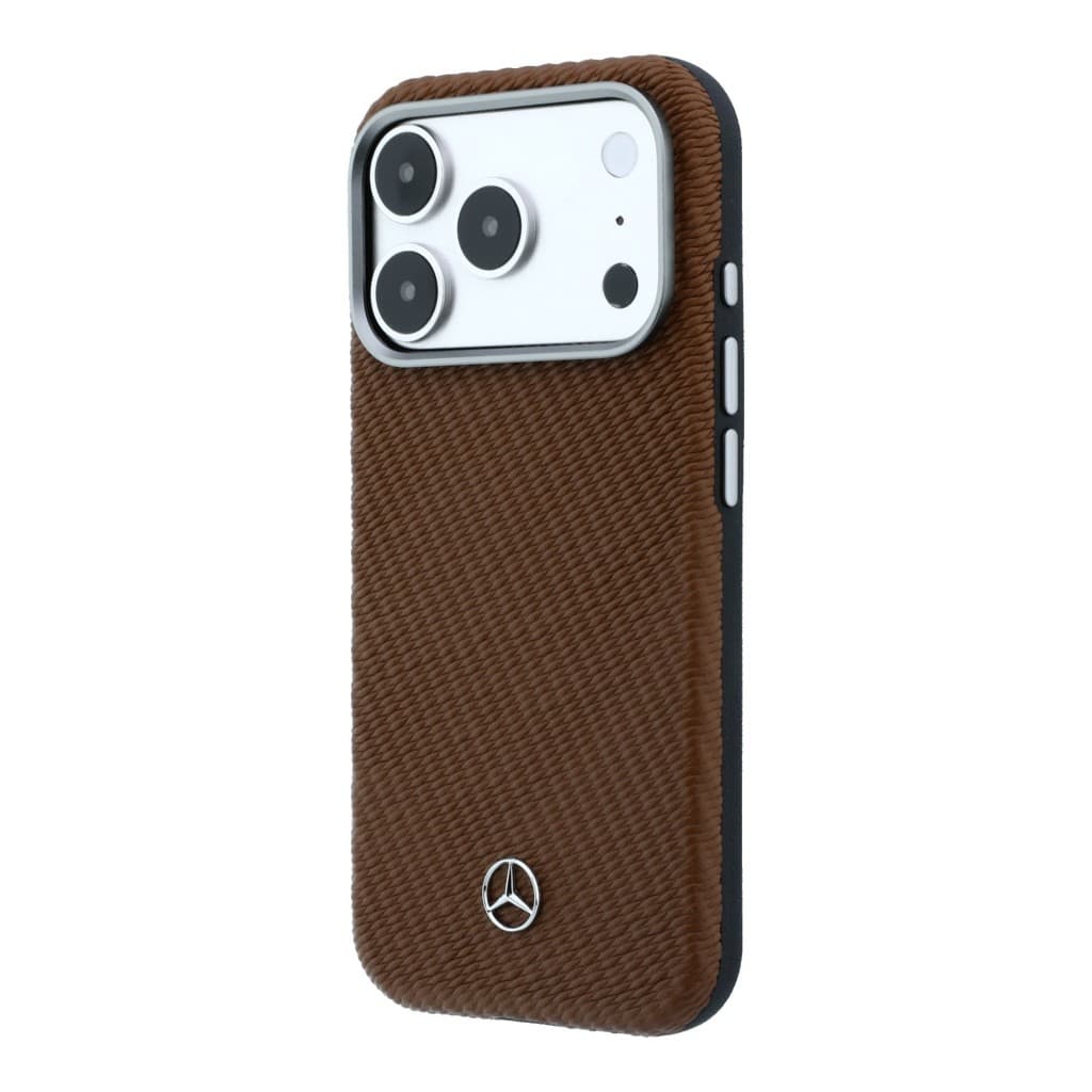 Zadní kryt Mercedes PU Leather Semi Wrap MagSafe pro iPhone 17 Pro pískový - náhled 2