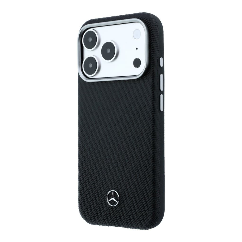Zadní kryt Mercedes PU Leather Semi Wrap MagSafe pro iPhone 17 Pro černý - náhled 2