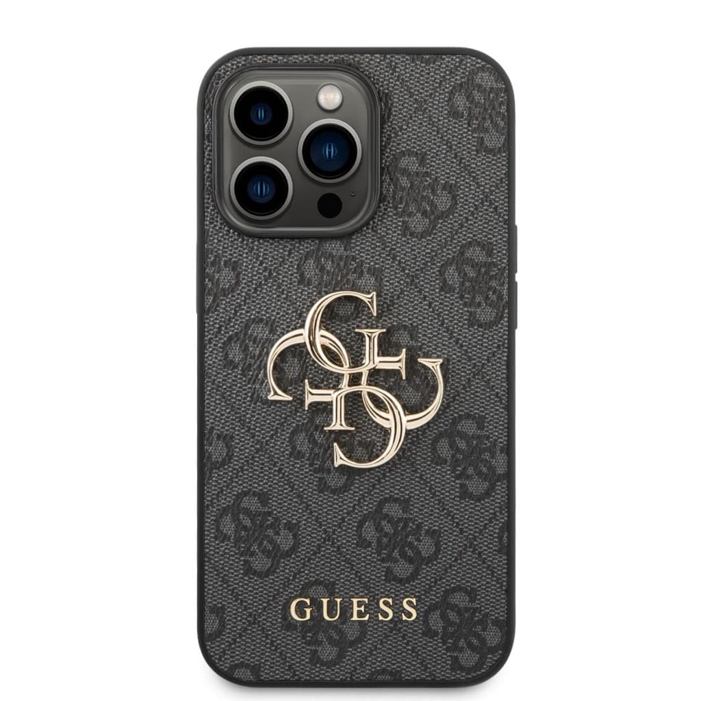 Guess PU 4G Metal Logo Zadní Kryt pro iPhone 14 Pro Grey - náhled 2