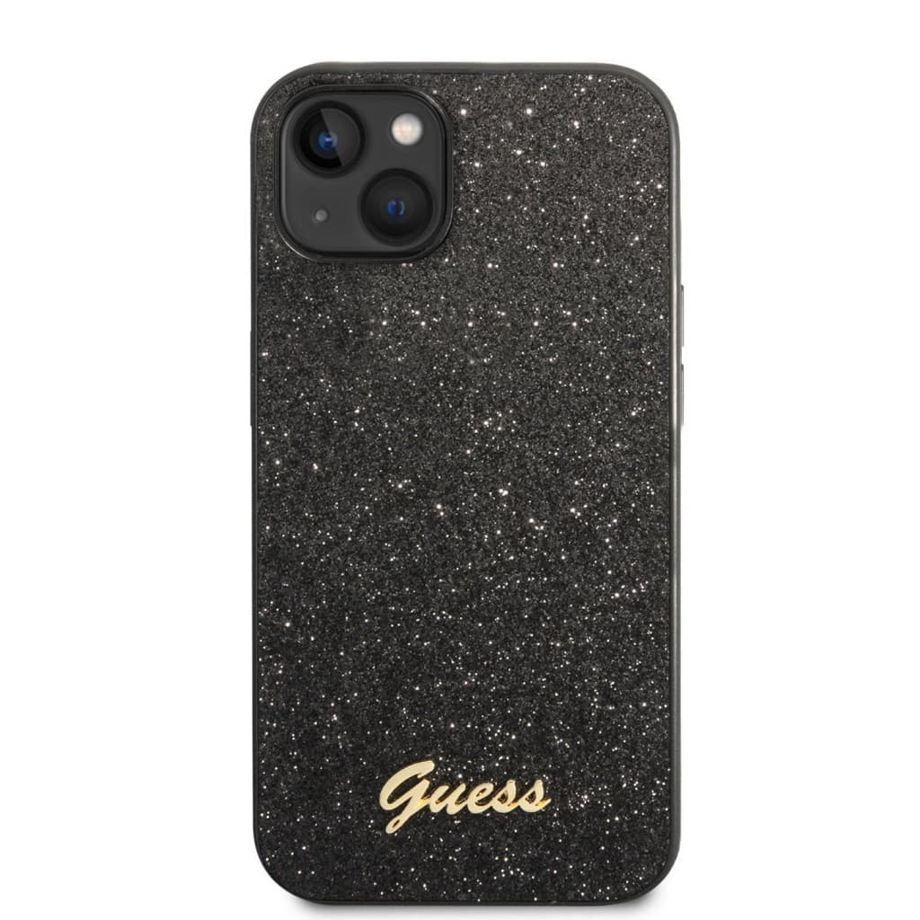 Guess PC/TPU Glitter Flakes Metal Logo Zadní Kryt pro iPhone 14 Plus Black - náhled 2