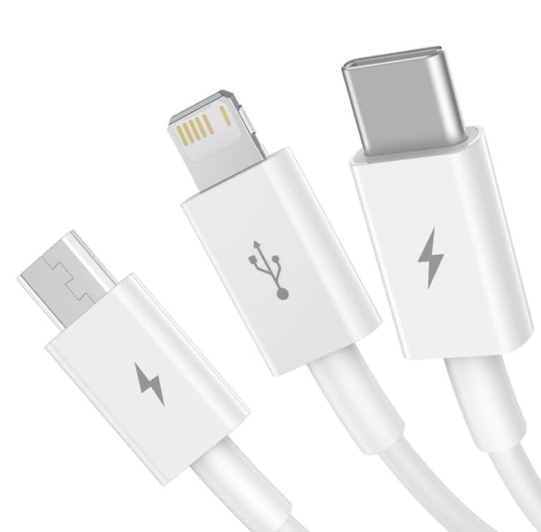 Baseus CAMLTYS-02 Superior Fast Charging Datový Kabel 3v1 USB-C, Lightning, MicroUSB 1.5m White - náhled 2