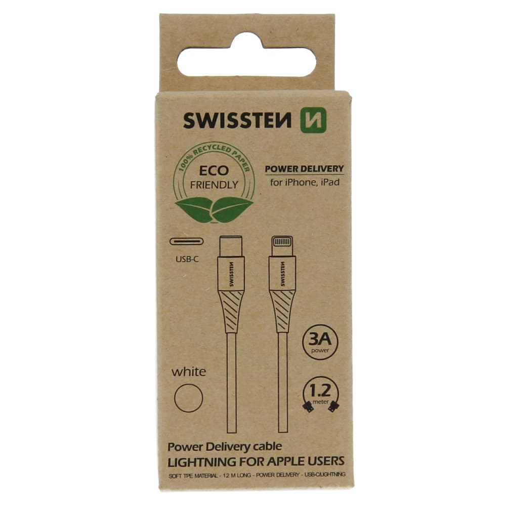 Datový kabel swissten usb-c/lightning bílý 1,2m  (eco balení) - náhled 2