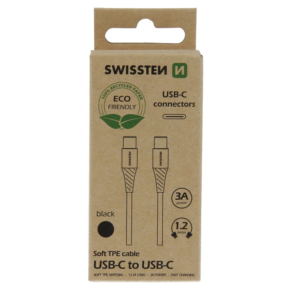 Datový kabel swissten usb-c/usb-c černý 1,2m  (eco balení) - náhled 2