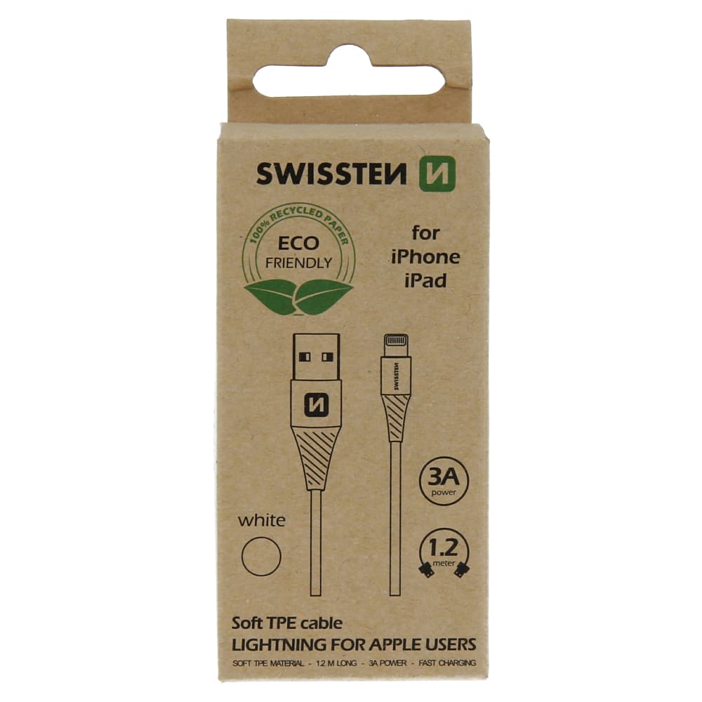 Datový kabel swissten usb/lightning bílý 1,2m  (eco balení) - náhled 2