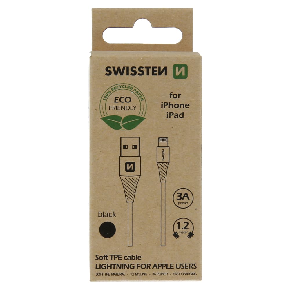 Datový kabel swissten usb/lightning černý 1,2m  (eco balení) - náhled 2