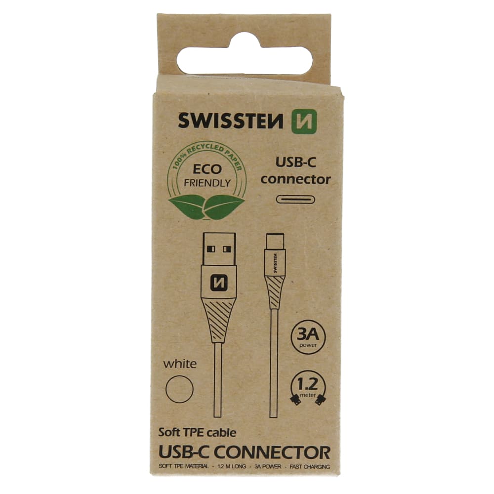 Datový kabel swissten usb/usb-c  bílý 1,2m  (eco balení) - náhled 2
