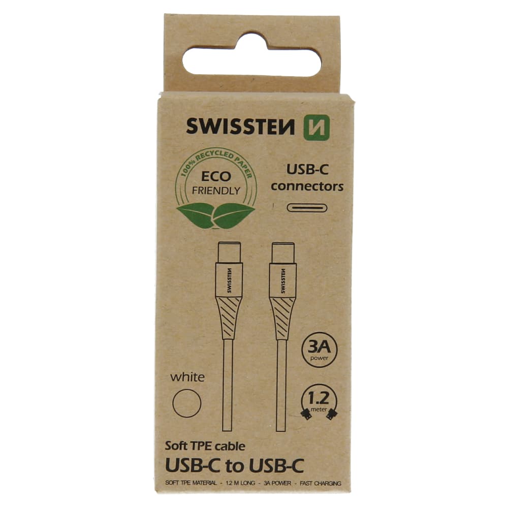 Datový kabel swissten usb-c/usb-c bílý 1,2m  (eco balení) - náhled 2